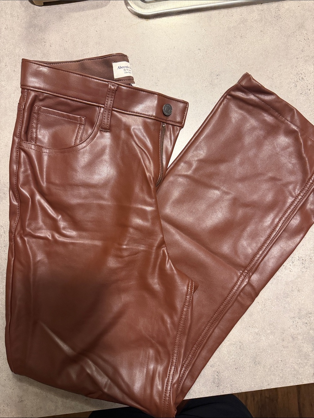 Abercrombie Faux Leather Straight Leg Pant